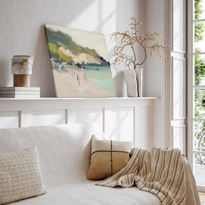 Misty Morning Beach Walk v1 Canvas Print