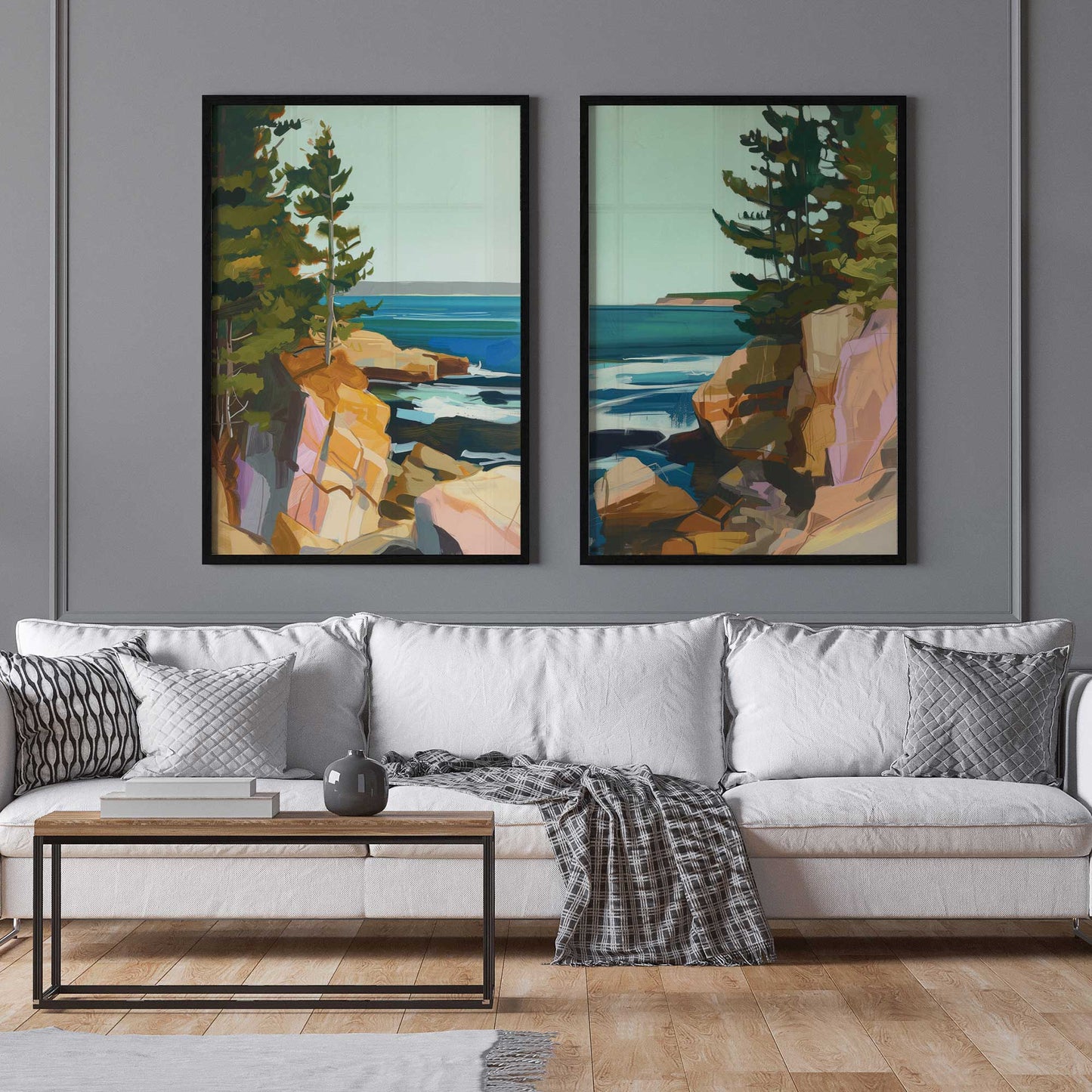 Rugged Coastline Duo Art Print, Set of 2