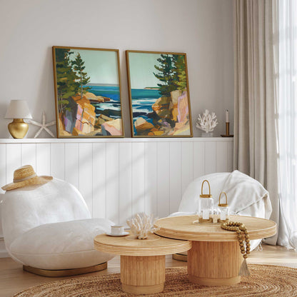 Rugged Coastline Duo Art Print, Set of 2
