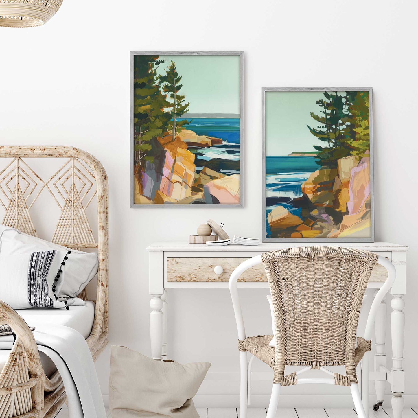 Rugged Coastline Duo Art Print, Set of 2