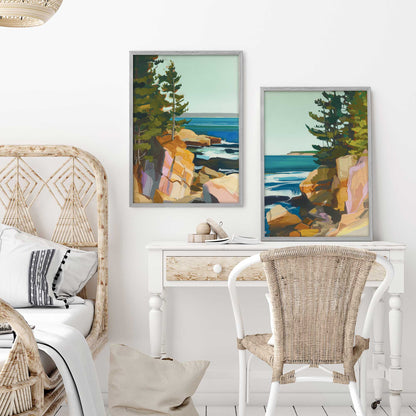 Rugged Coastline Duo Art Print, Set of 2
