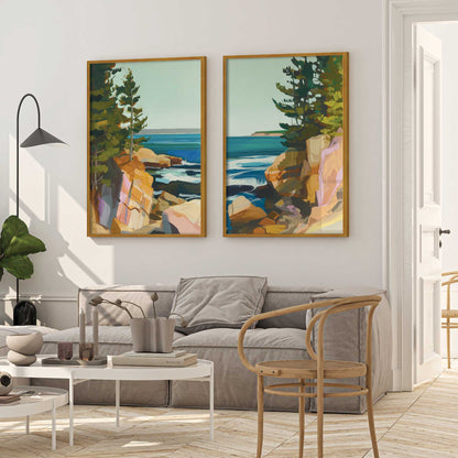 Rugged Coastline Duo Art Print, Set of 2