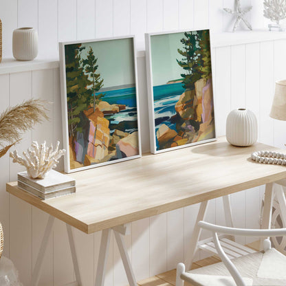 Rugged Coastline Duo Art Print, Set of 2