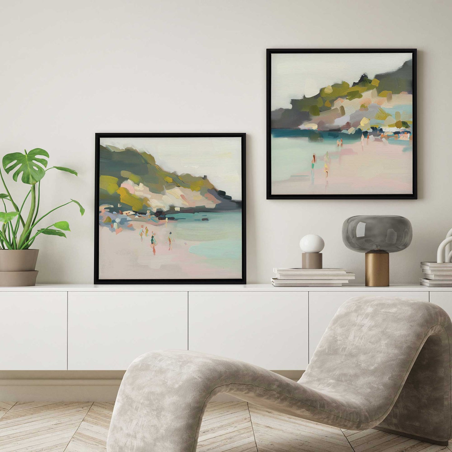 Pastel Beach Days Canvas Print, Set of 2