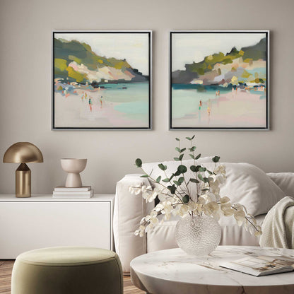 Pastel Beach Days Canvas Print, Set of 2