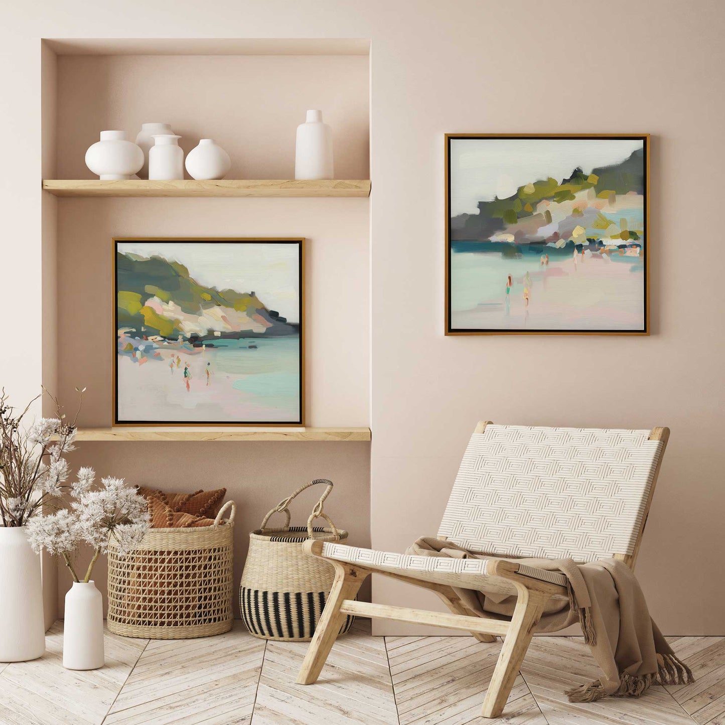Pastel Beach Days Canvas Print, Set of 2