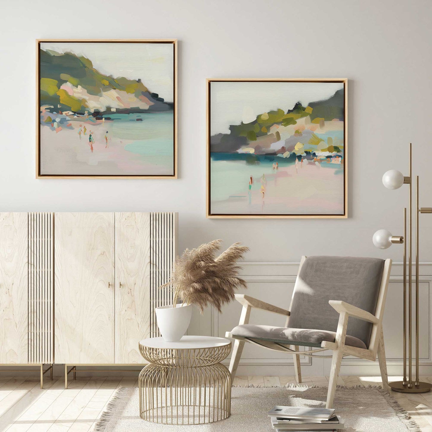 Pastel Beach Days Canvas Print, Set of 2