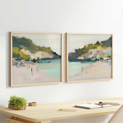 Pastel Beach Days Art Print, Set of 2