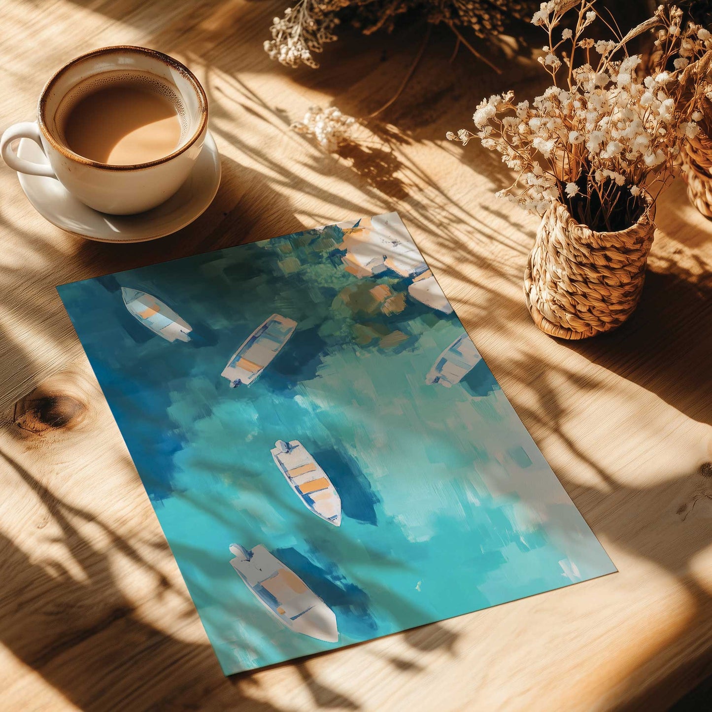 Boats Floating on Tropical Waters from Above I Art Print