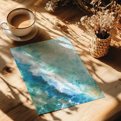 Crashing Waves and Crystal Water from Above I Art Print