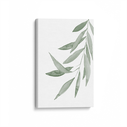 [color:Stretched Canvas], Picture of art in a black frame at angle