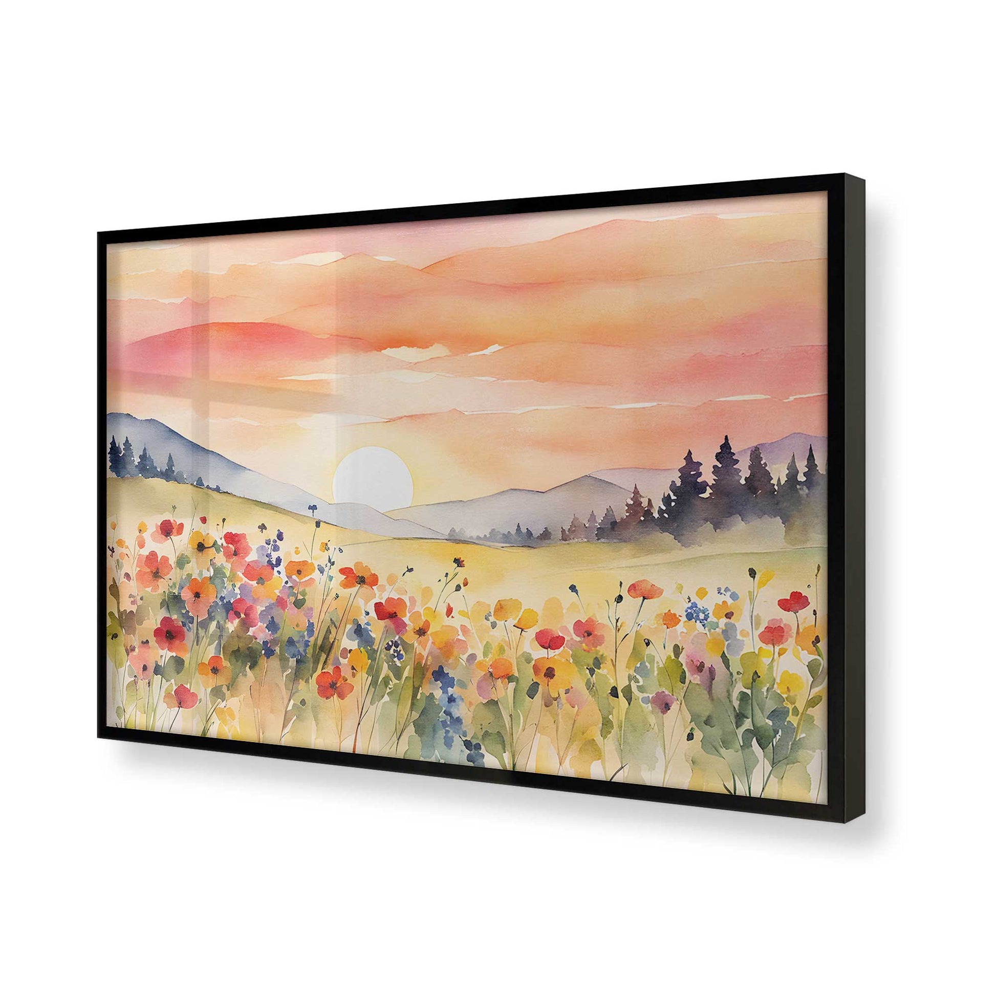 [Color:Satin Black], Picture of art in a Satin Black frame of the corner
