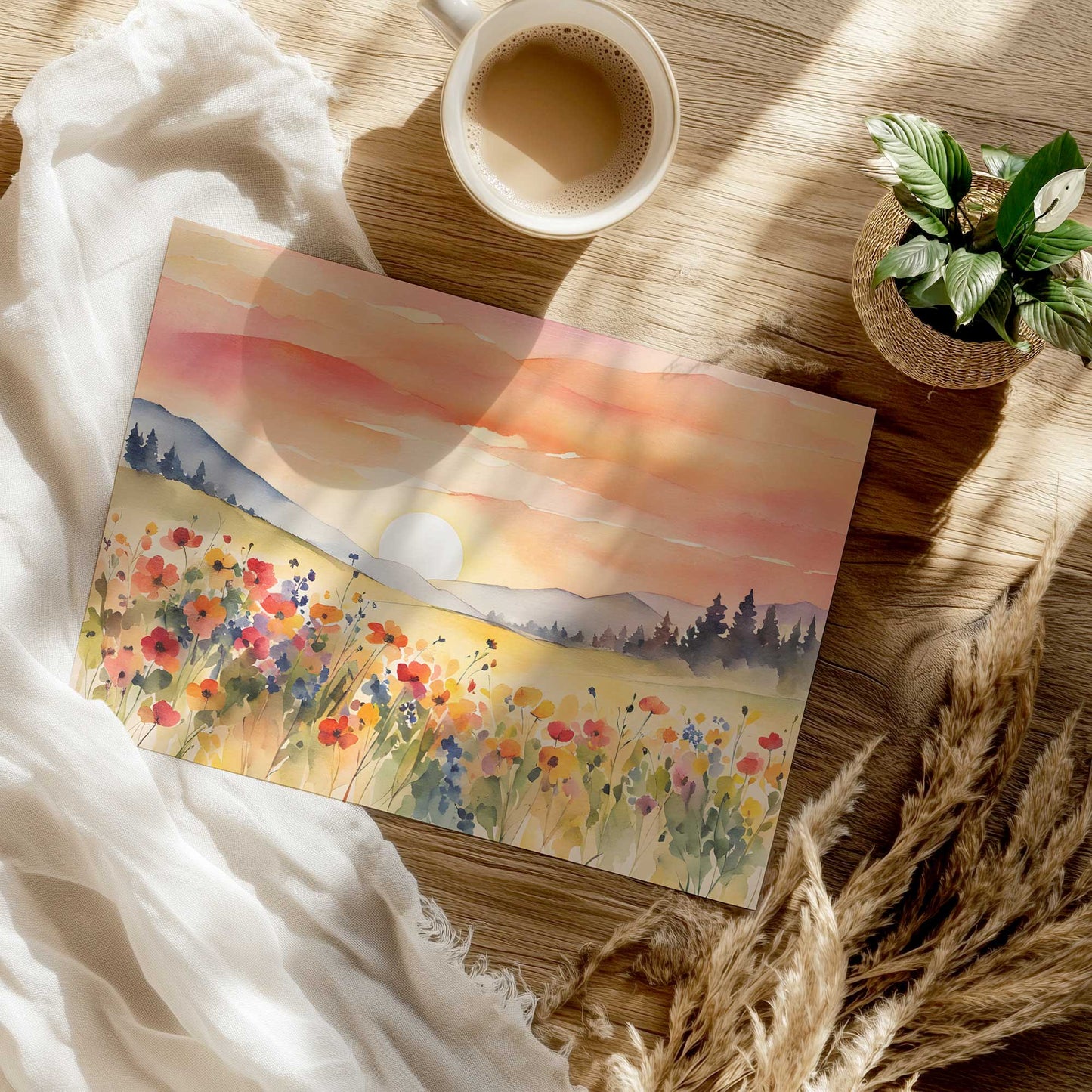 Flower Field at Sunrise Art Print
