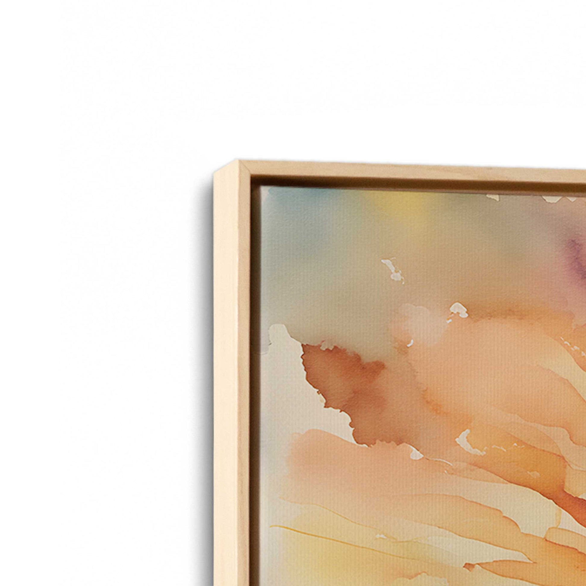 [Color:American Maple], Picture of art in a American Maple frame at an angle