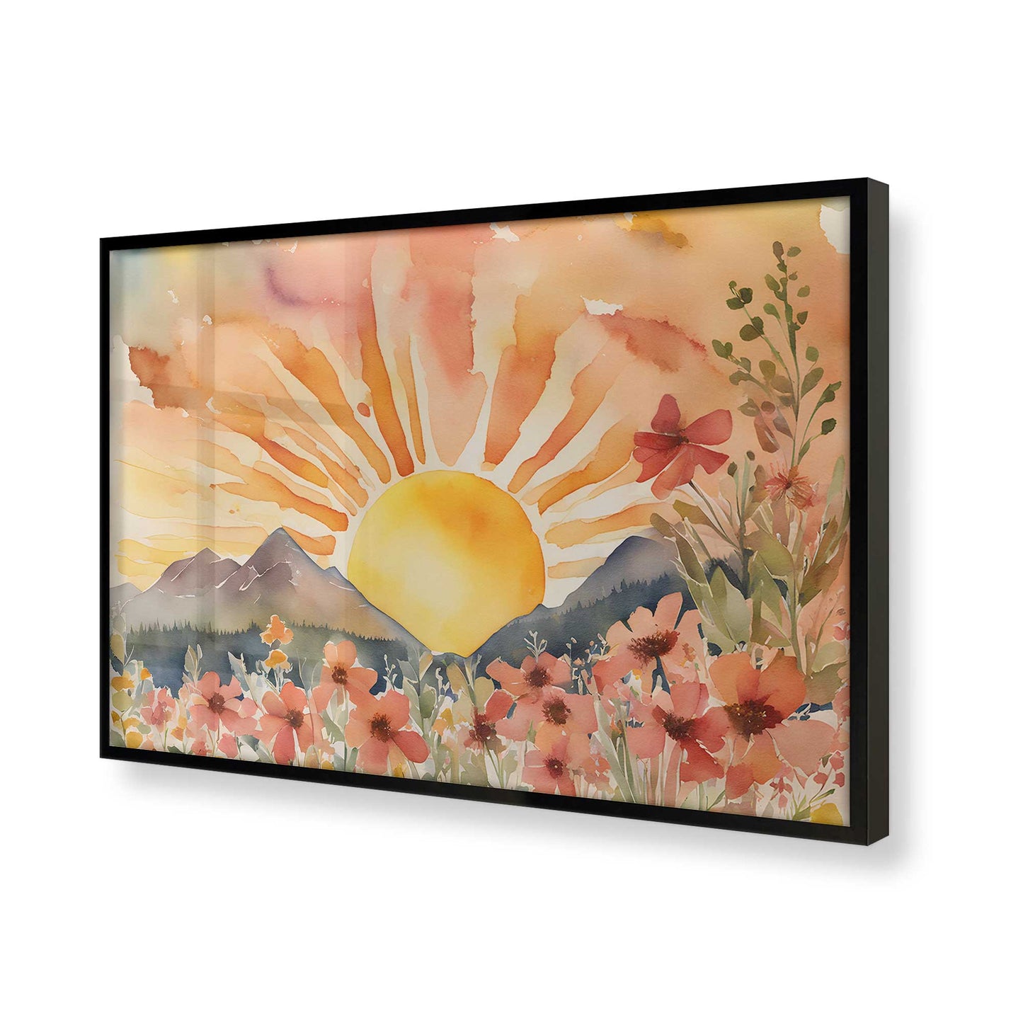 [Color:Satin Black], Picture of art in a Satin Black frame of the corner
