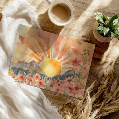 Watercolor Blooming Sunrise Art Print