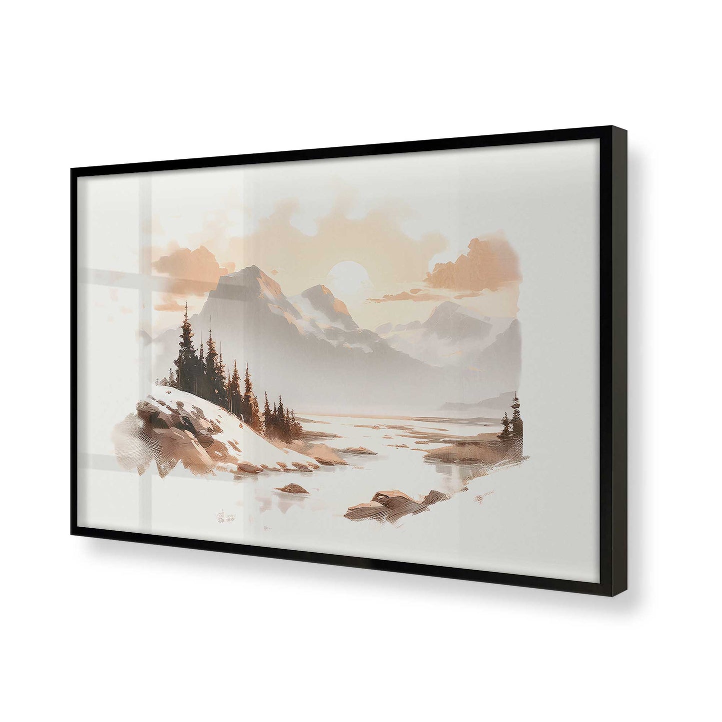 [Color:Satin Black], Picture of art in a Satin Black frame of the corner