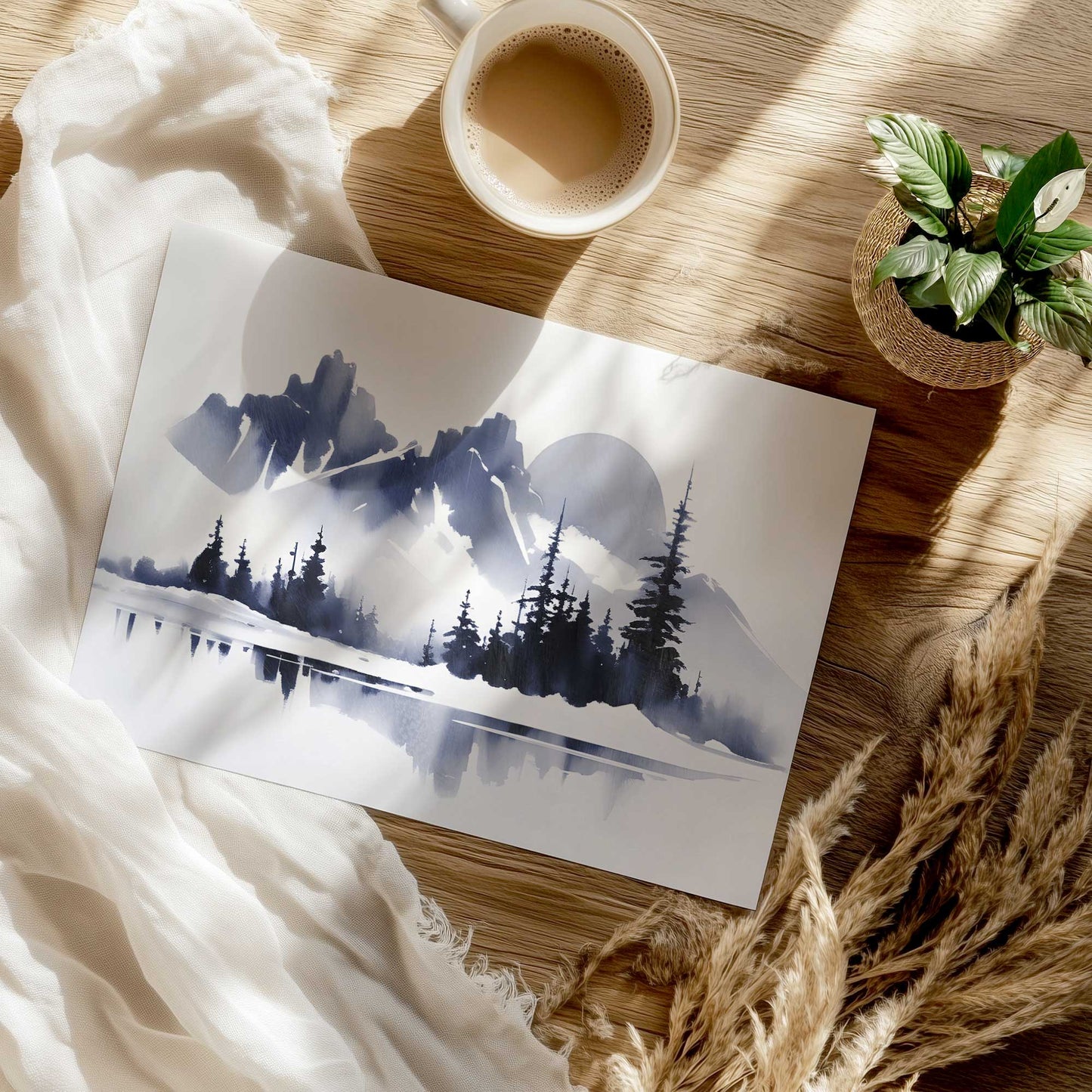 Blue Quiet Forest Reflection Art Print