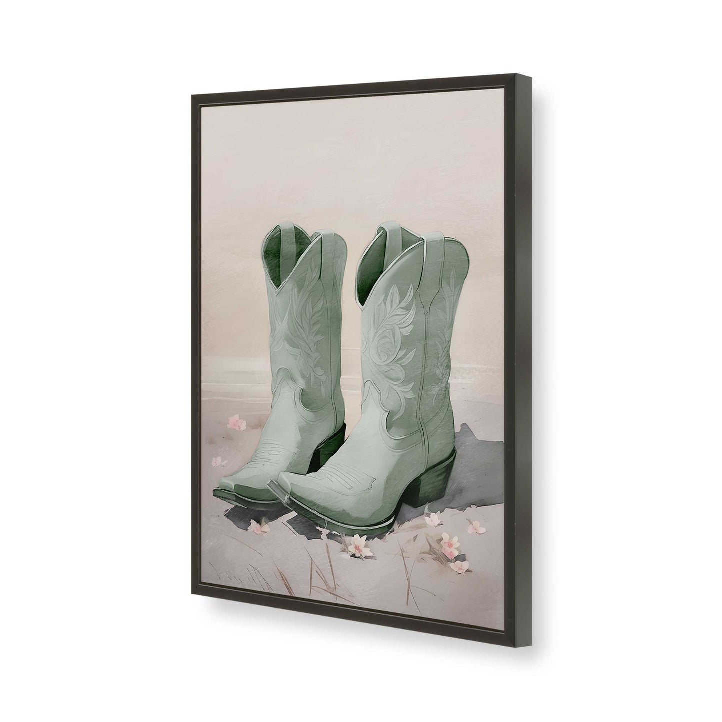 [Color:Satin Black], Picture of art in a Satin Black frame of the corner