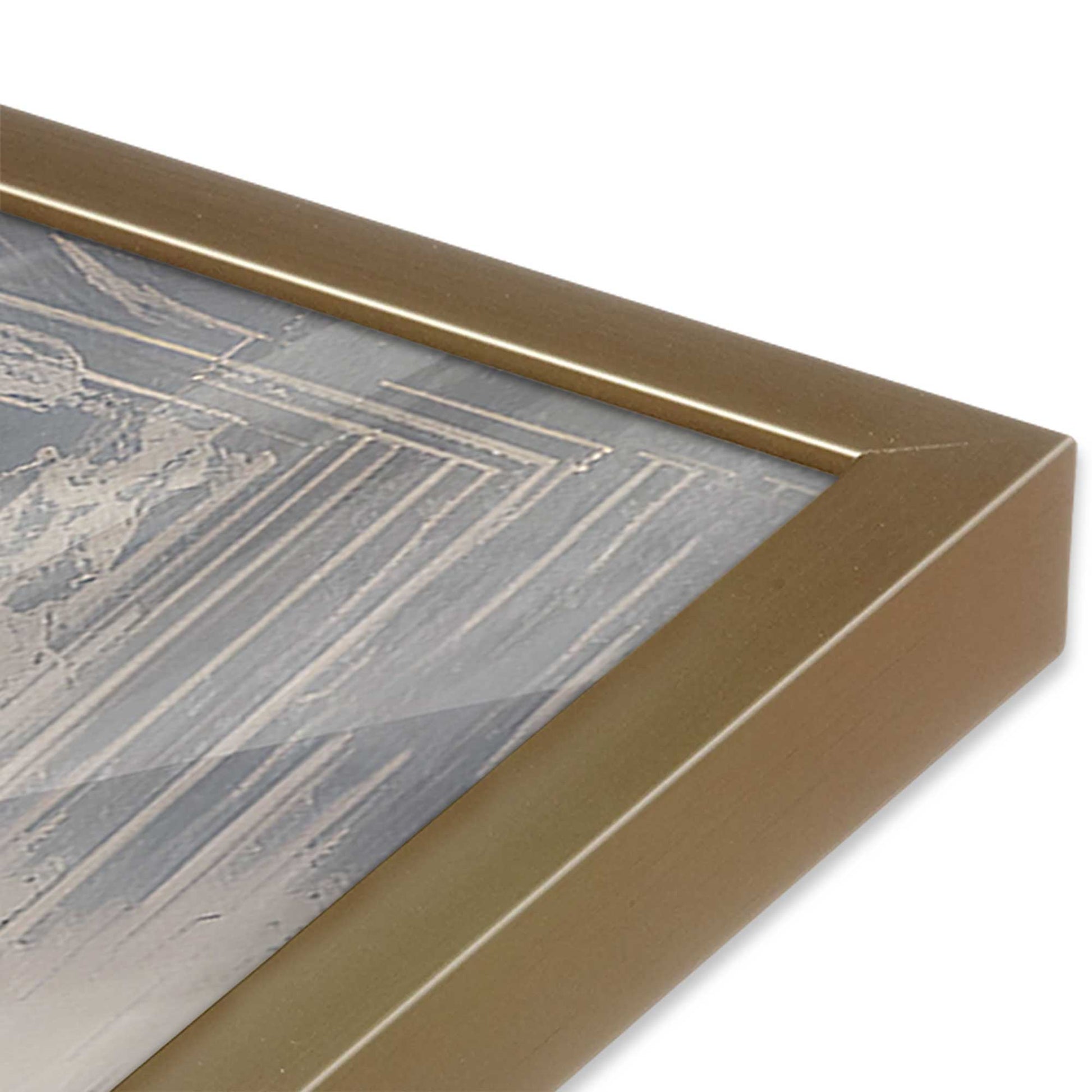 [Color:Brushed Gold], Picture of art in a Brushed Gold frame at an angle