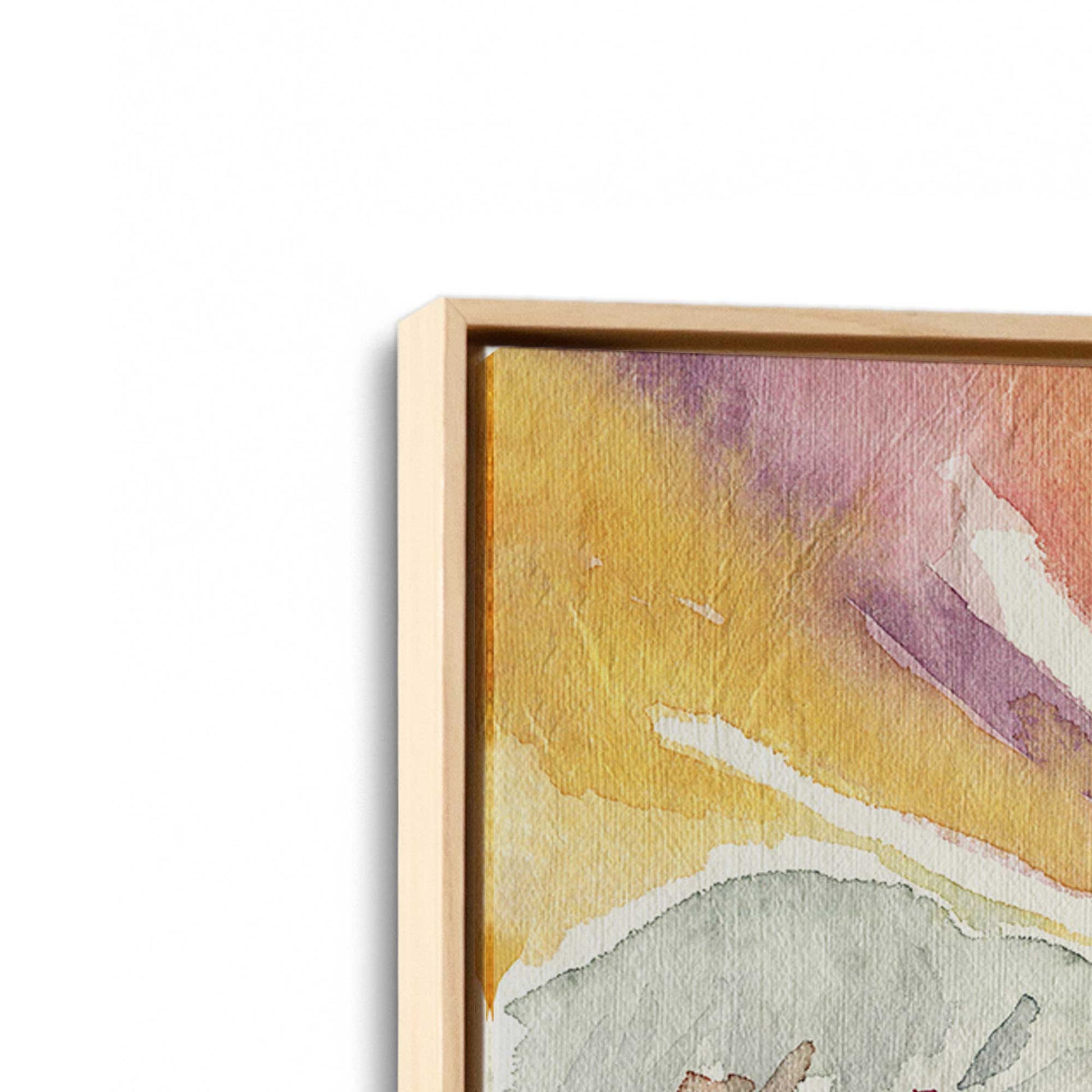 [Color:American Maple], Picture of art in a American Maple frame at an angle