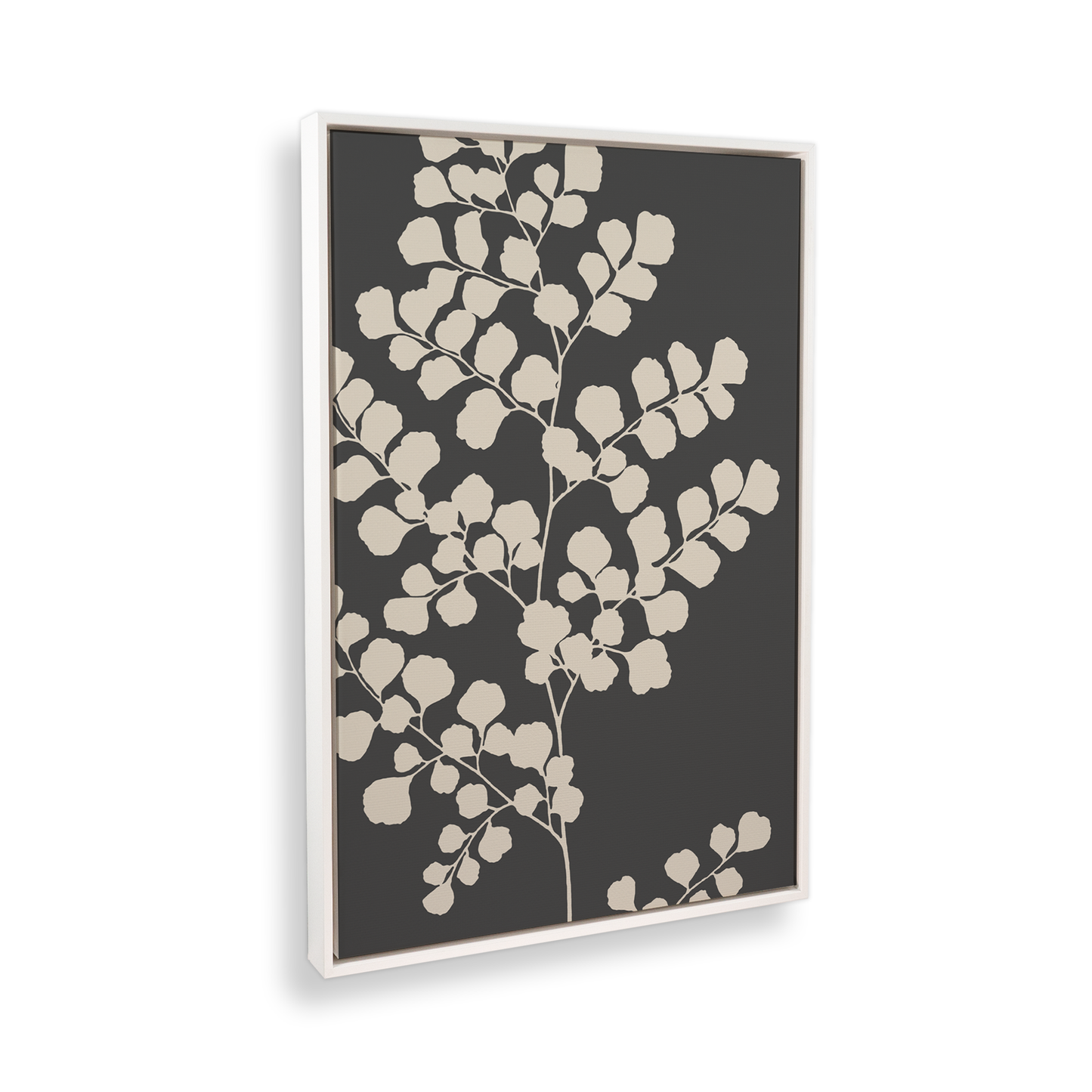 [color:Opaque White], Picture of art in a black frame at angle