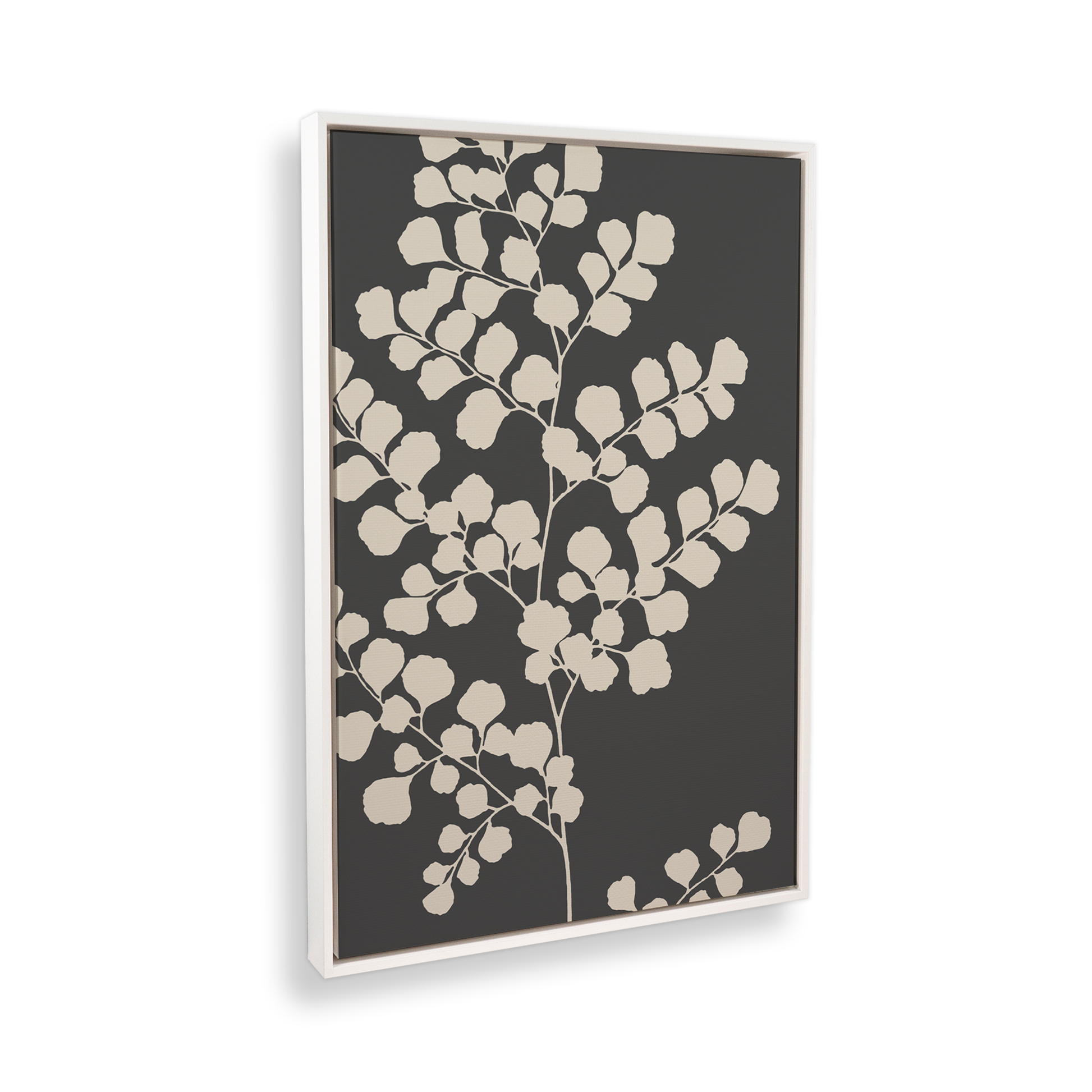 [color:Opaque White], Picture of art in a black frame at angle