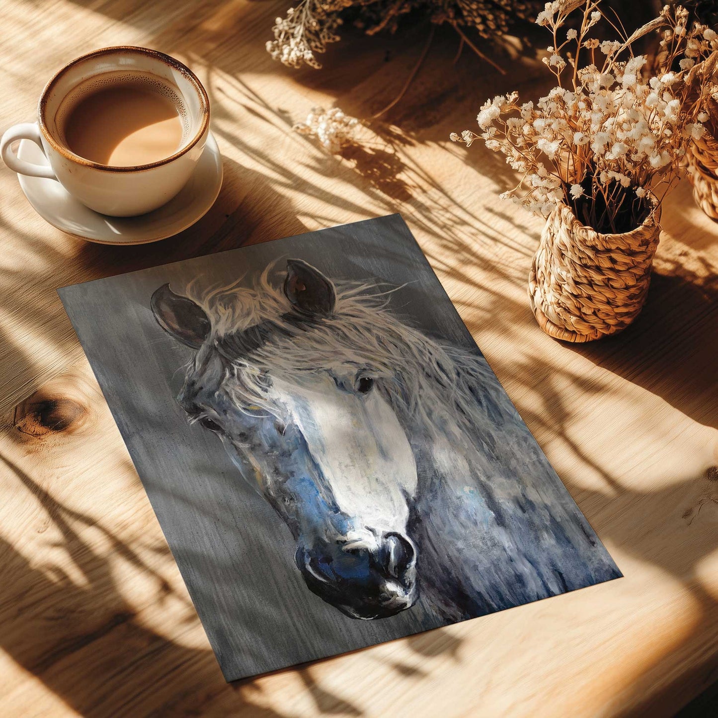 White Horse Portrait Art Print