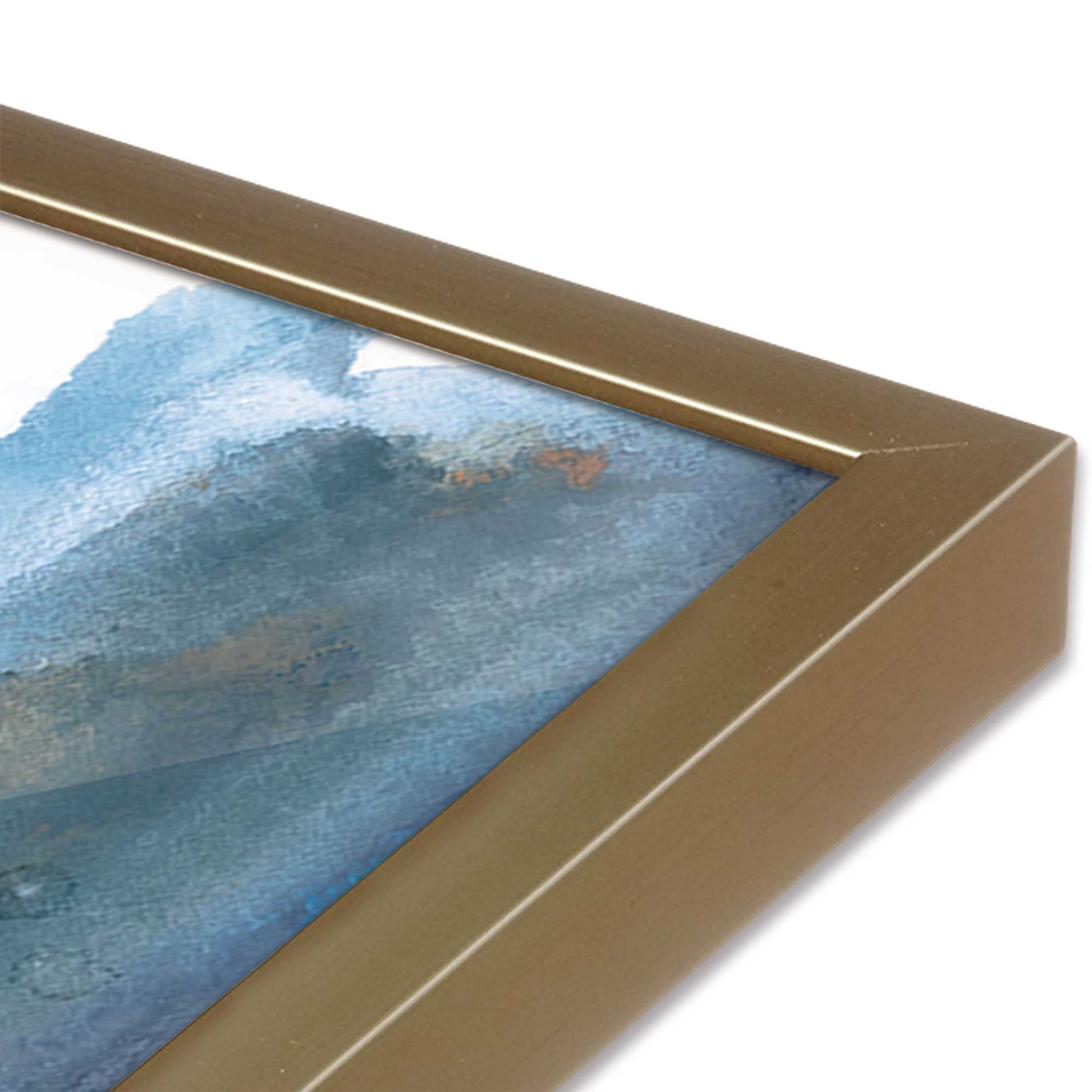 [Color:Brushed Gold], Picture of art in a Brushed Gold frame at an angle