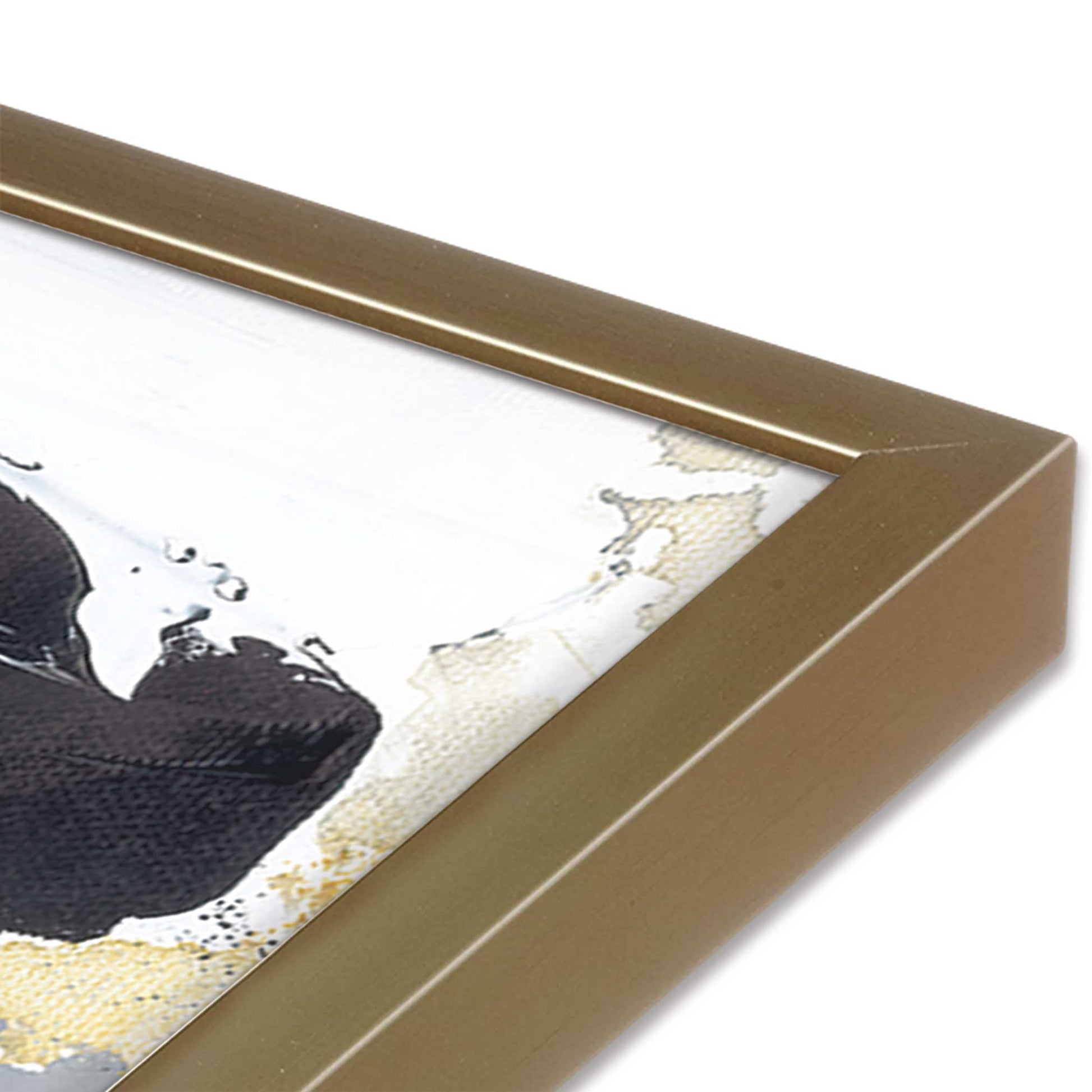 [Color:Brushed Gold], Picture of art in a Brushed Gold frame at an angle