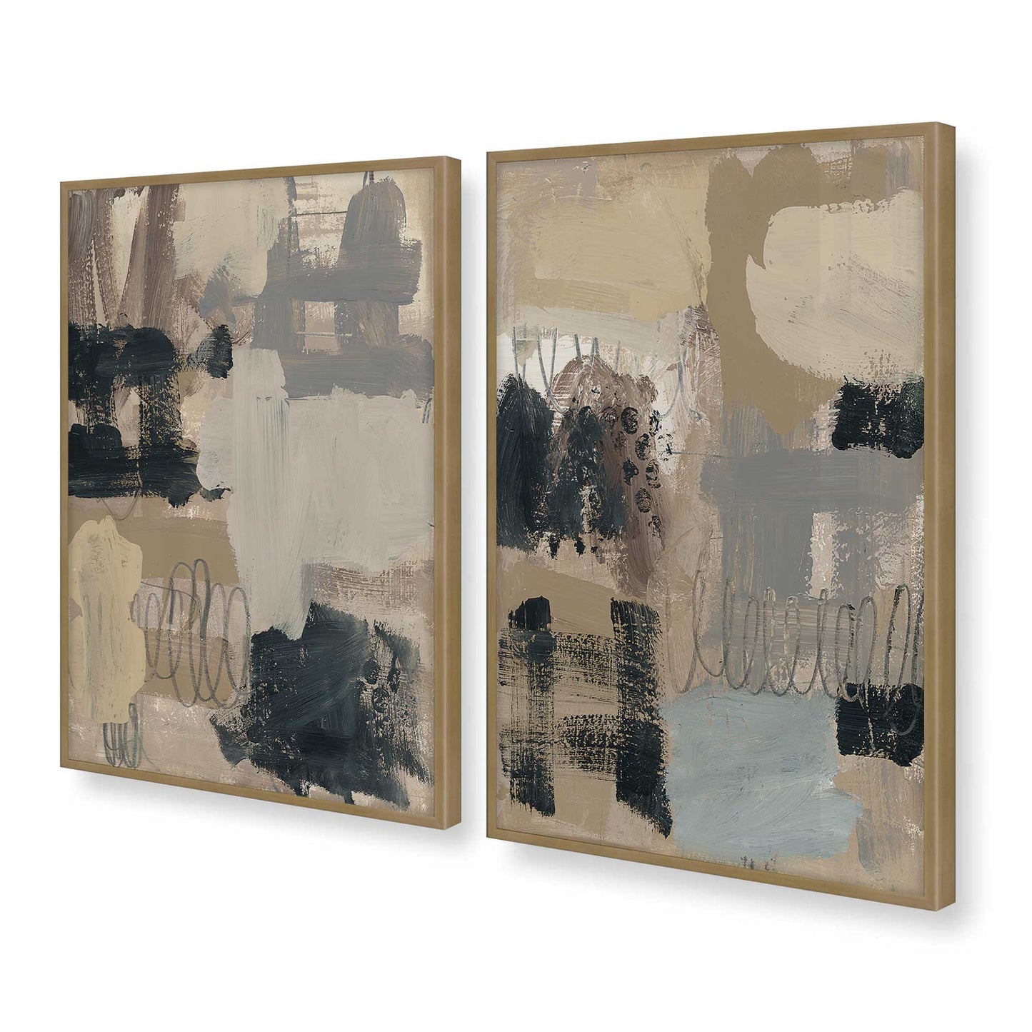 [Color:Brushed Gold], Picture of art in a Brushed Gold frame at an angle