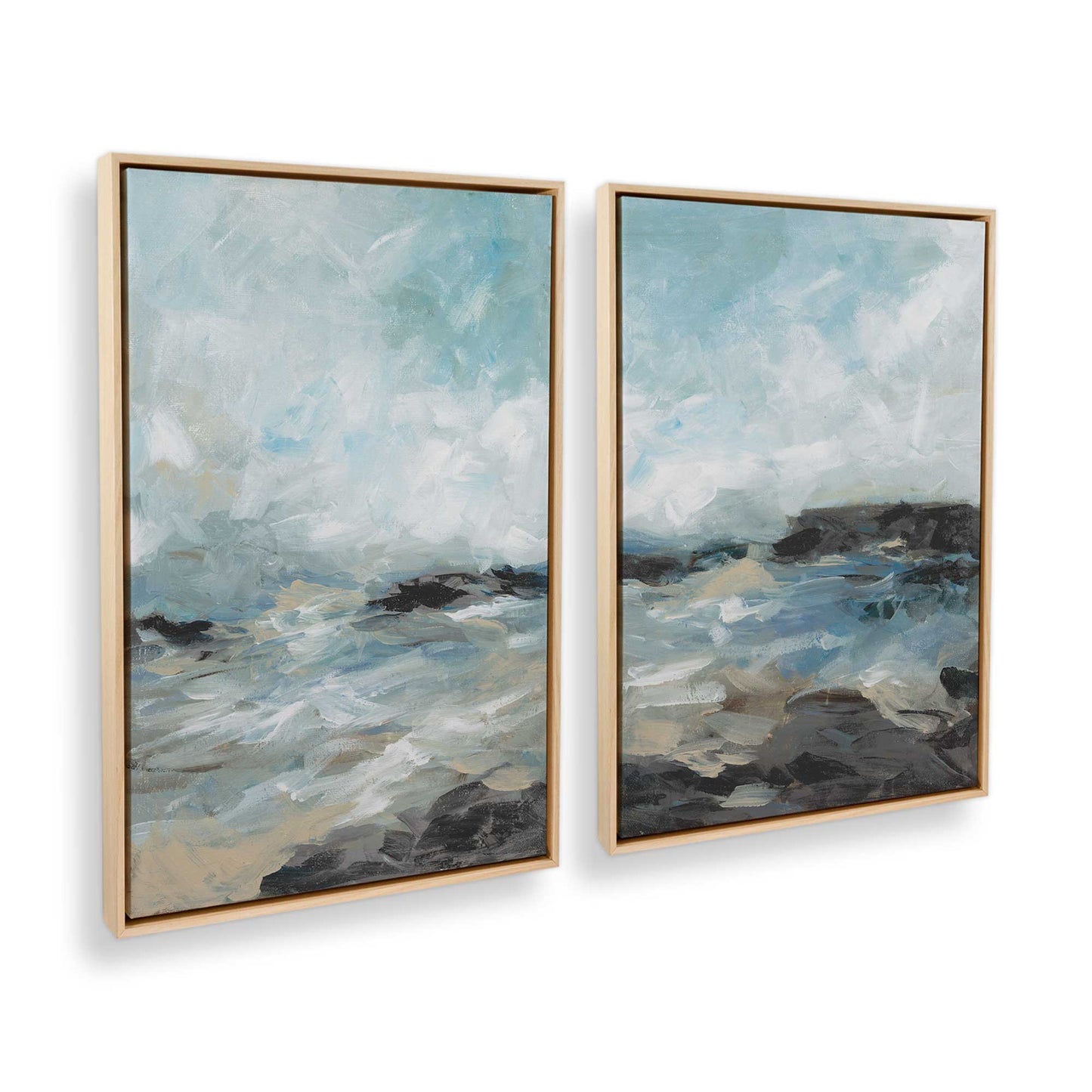 [Color:American Maple], Picture of art in a American Maple frame at an angle