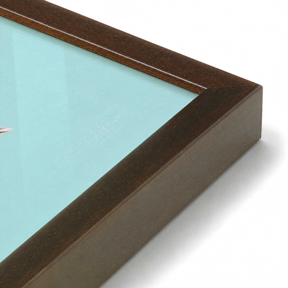 [Color:Brown], Picture of art in a Brown frame at an angle