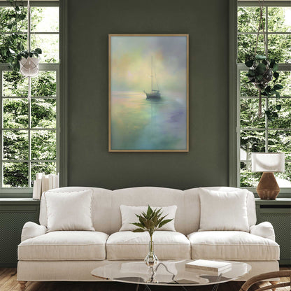 Foggy Morning Sailboat Art Print