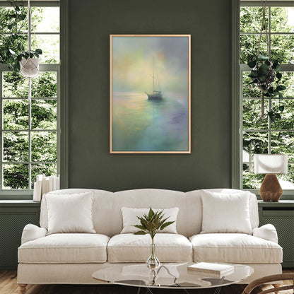 Foggy Morning Sailboat Art Print