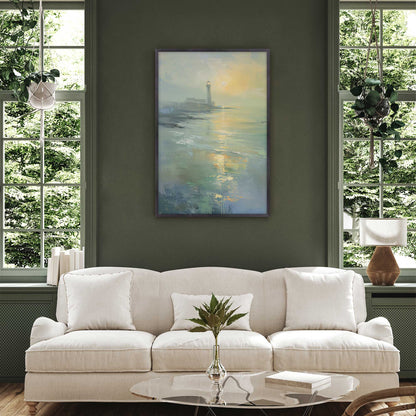 Foggy Morning Lighthouse Art Print