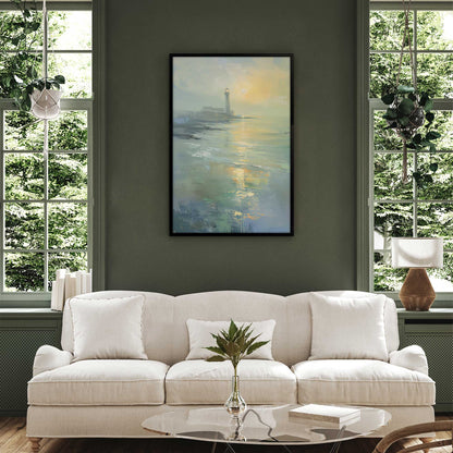 Foggy Morning Lighthouse Art Print