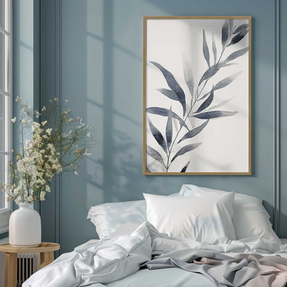 Soft Blue Leaves I Art Print