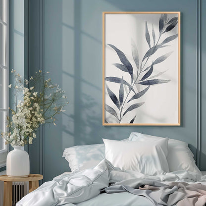 Soft Blue Leaves I Art Print