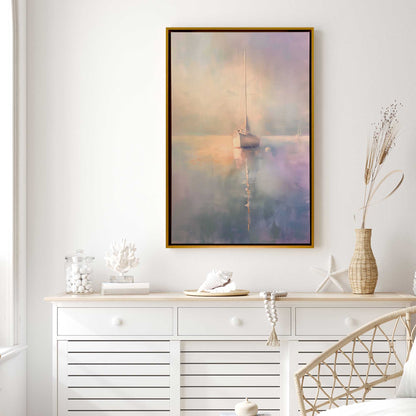 Foggy Sunset Sailboat Canvas Print