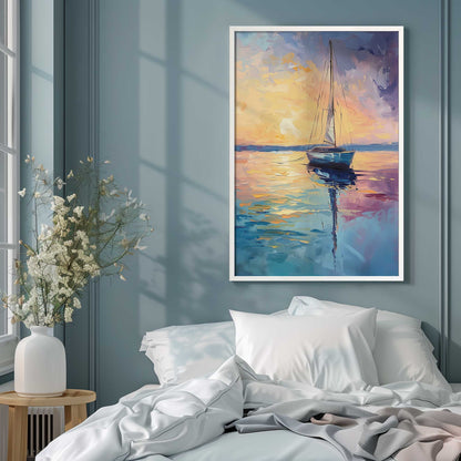 Bright Sunset Sailboat Art Print