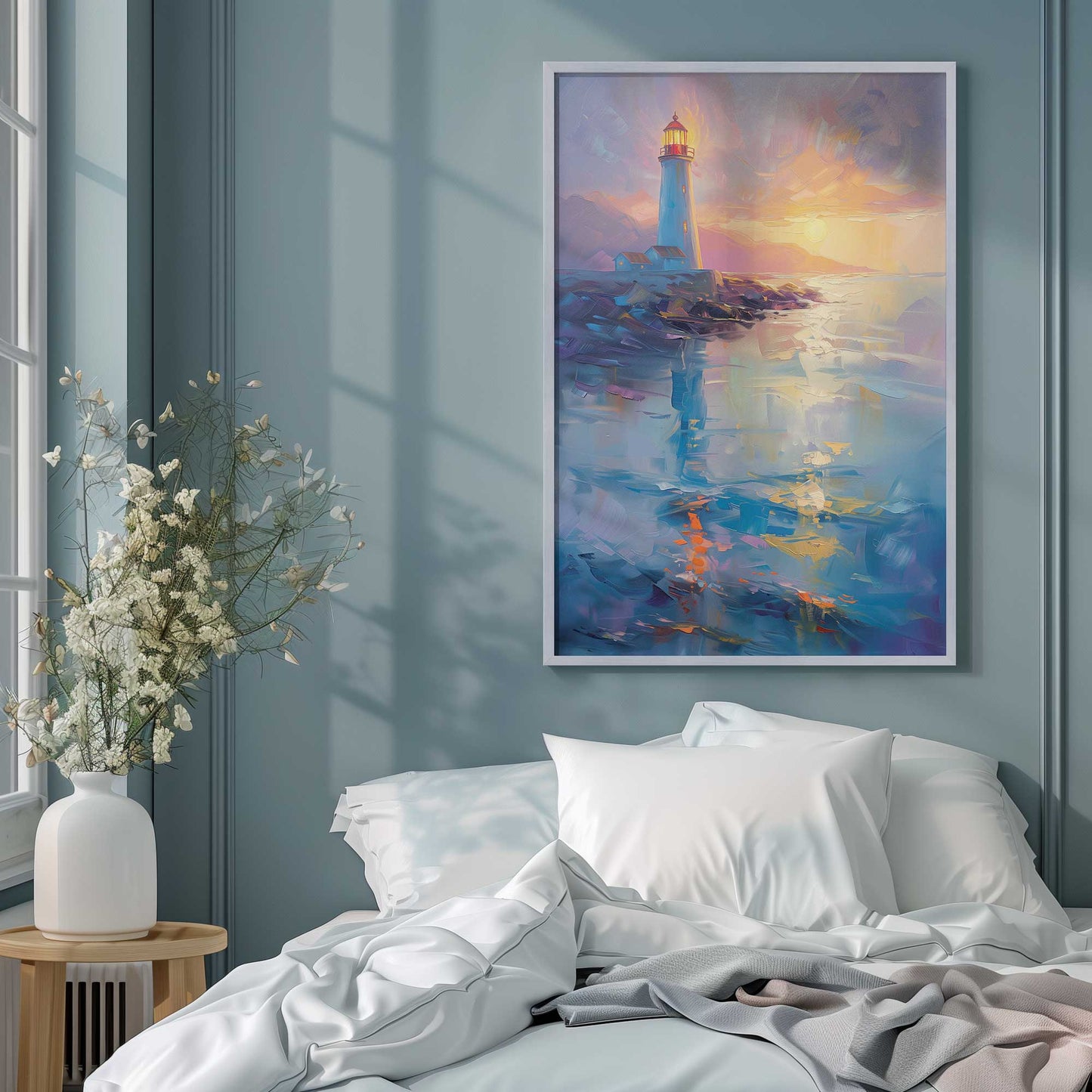 Bright Sunset Lighthouse Art Print