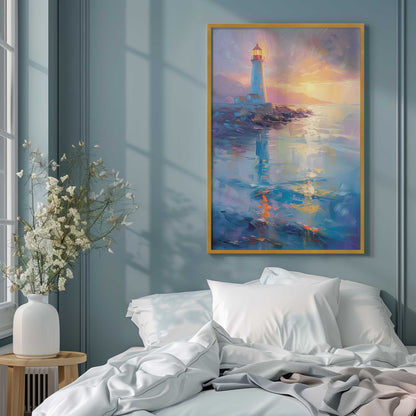 Bright Sunset Lighthouse Art Print