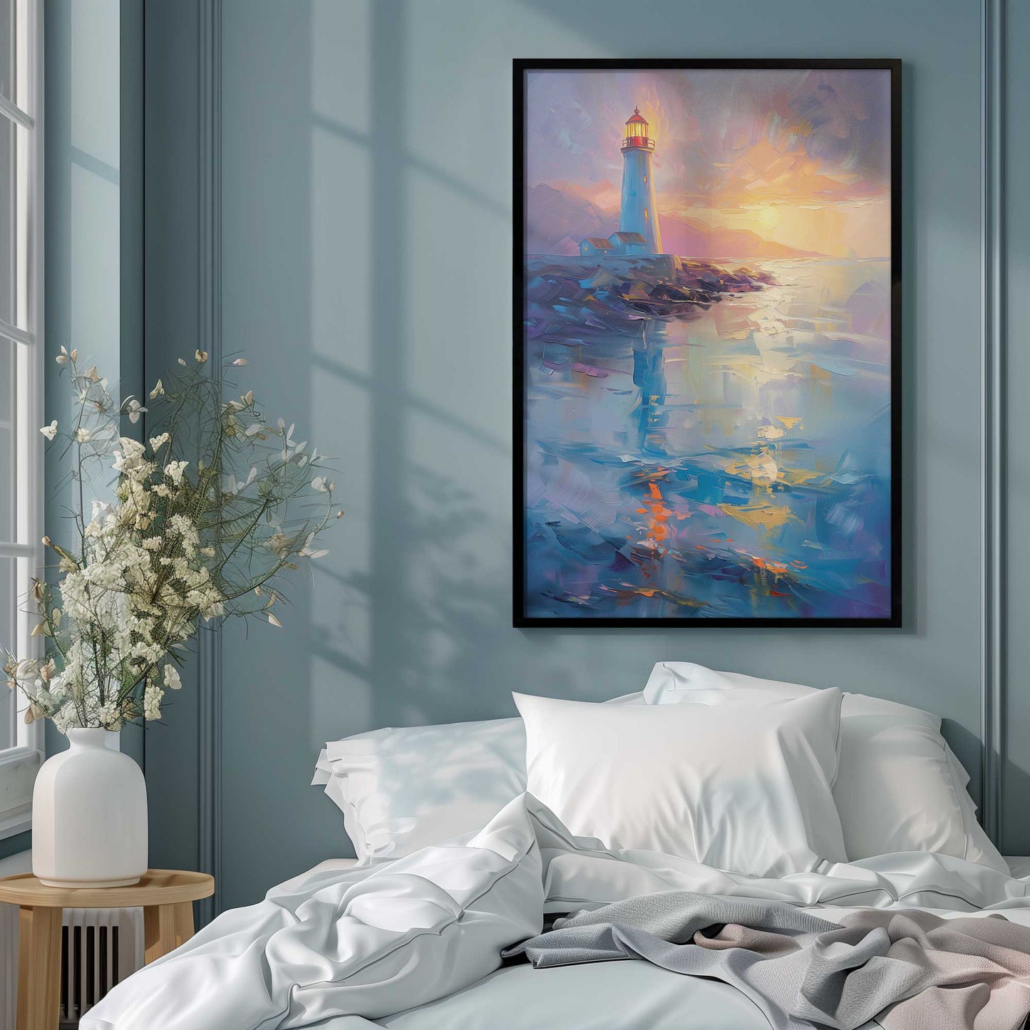 Bright Sunset Lighthouse Art Print