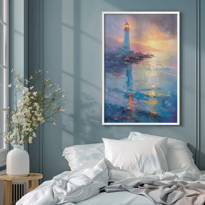 Bright Sunset Lighthouse Art Print