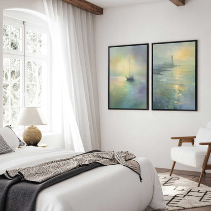 Foggy Morning Sail Canvas Print, Set of 2