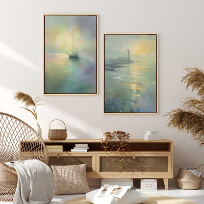 Foggy Morning Sail Canvas Print, Set of 2