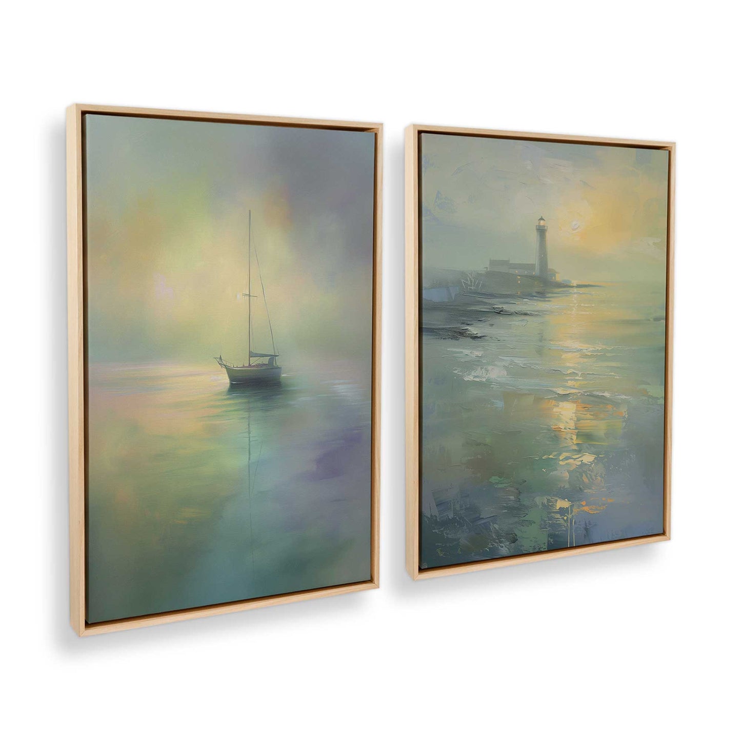 [Color:American Maple], Picture of art in a American Maple frame at an angle