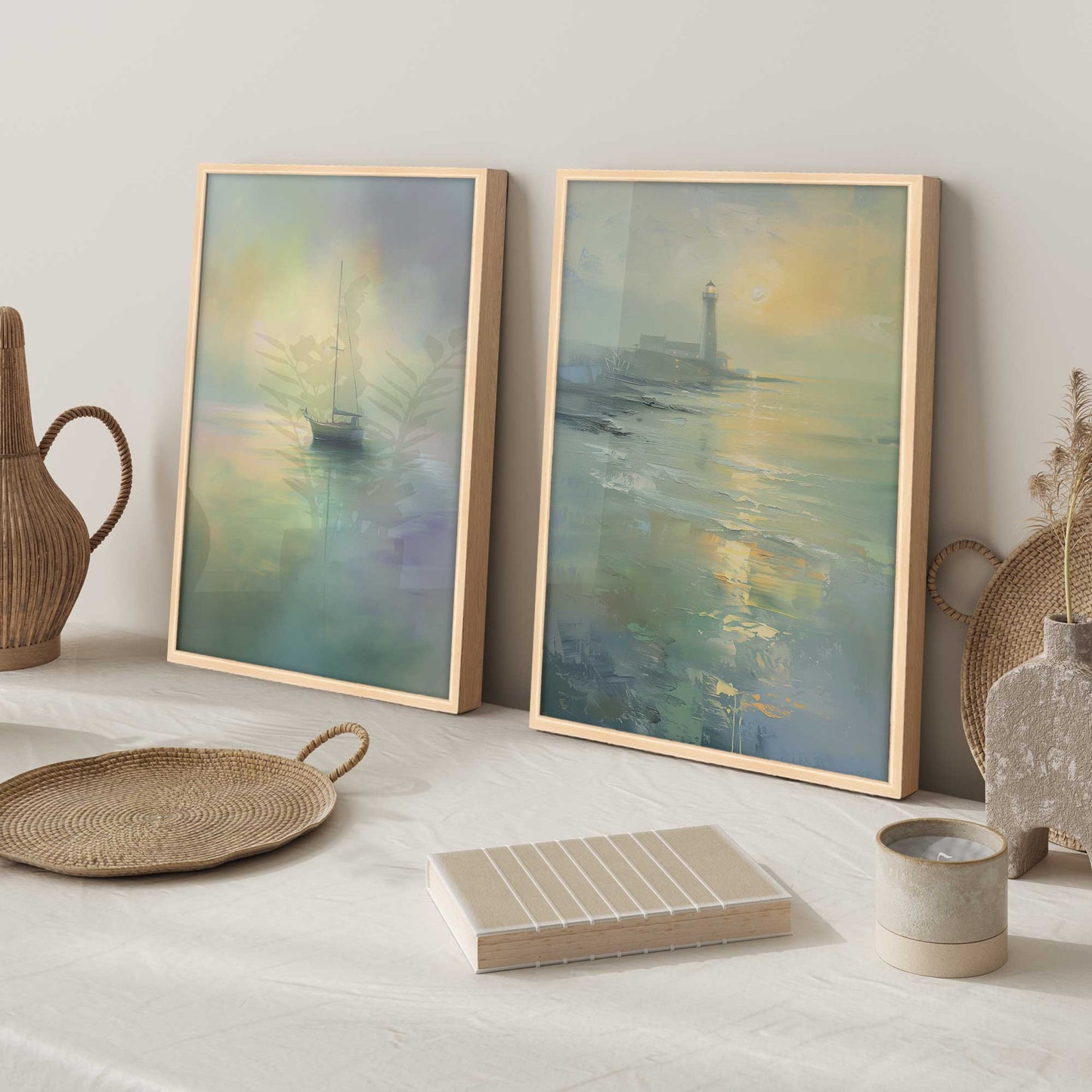 Foggy Morning Sail Art Print, Set of 2
