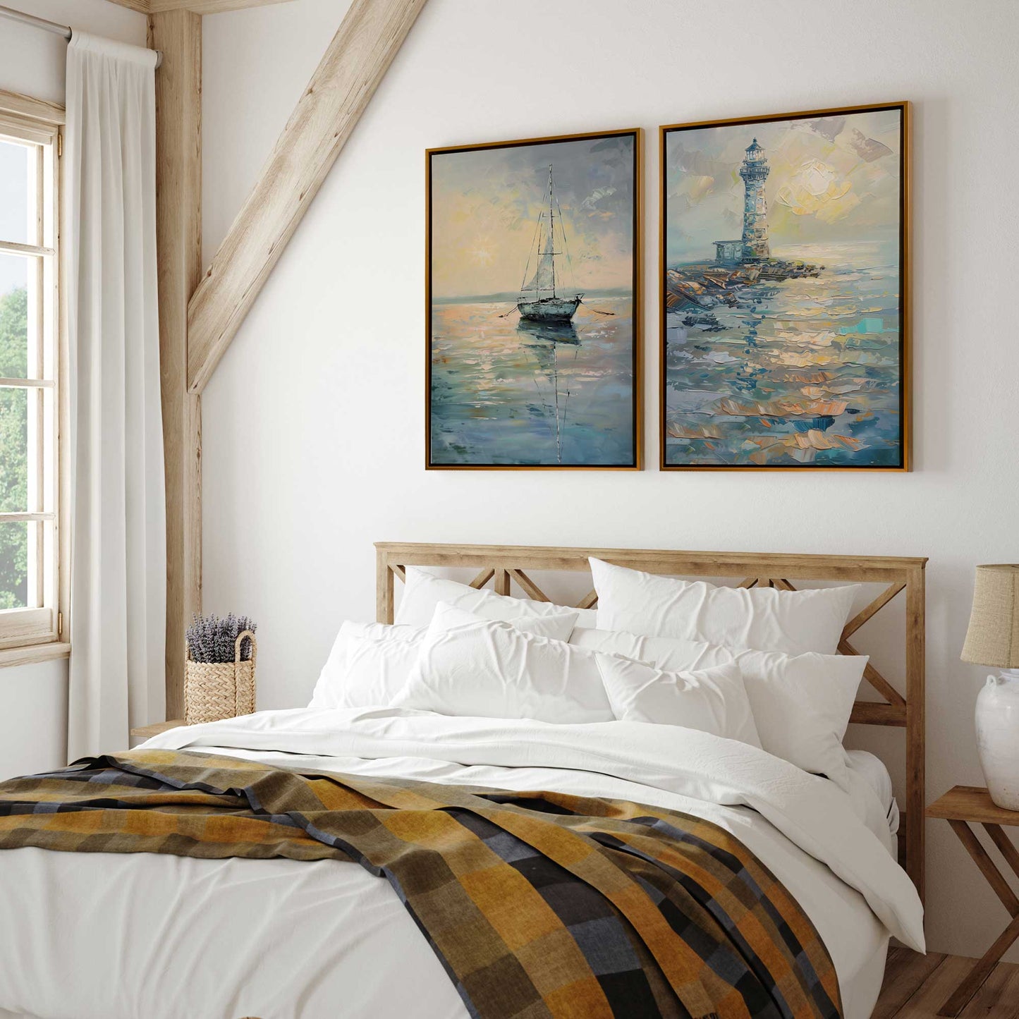 Ocean Sail at Dusk Canvas Print, Set of 2